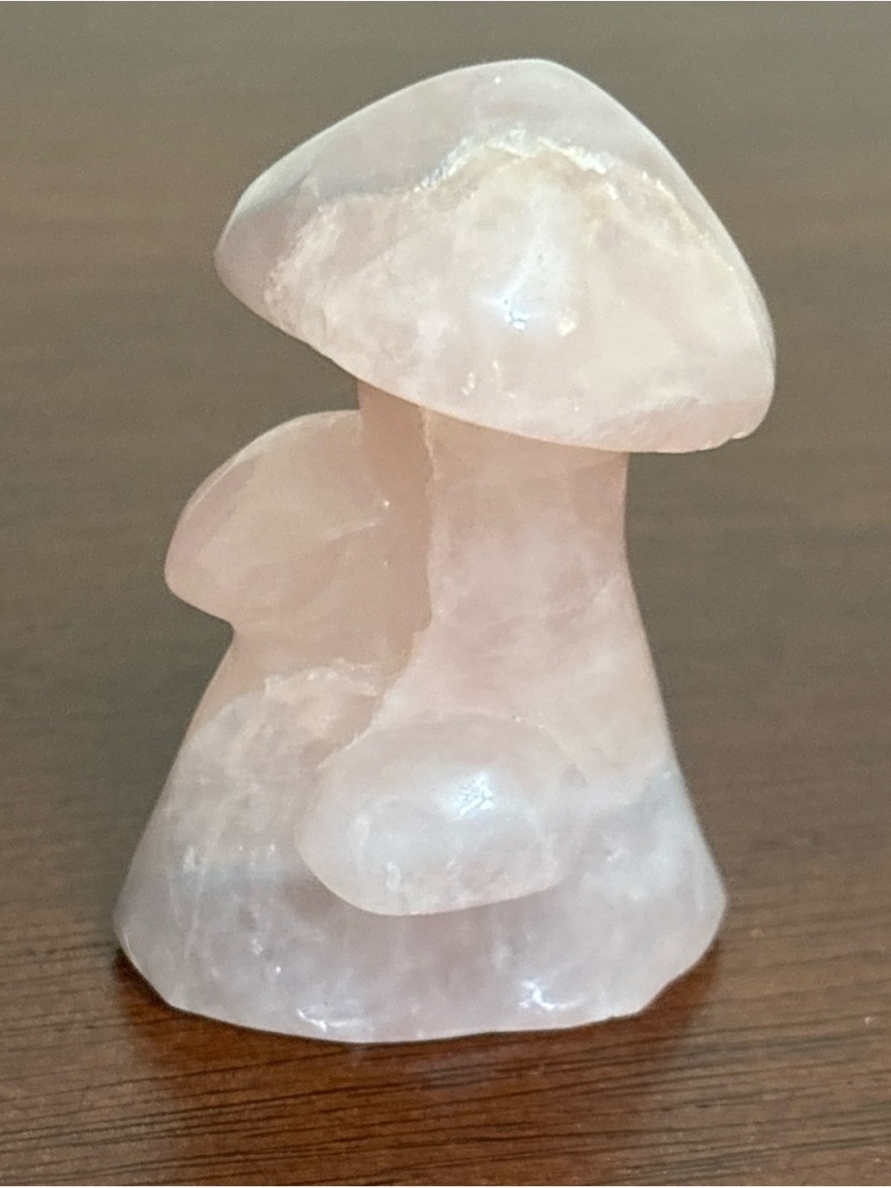 Hand carved polished rose quartz crystal mushroom Triple Stone Crystal Garden - Picture 6 of 8